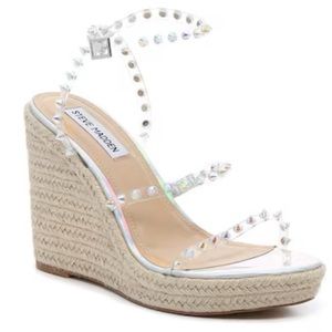 Steve Madan Iridescent/Holographic Wedge Sandals